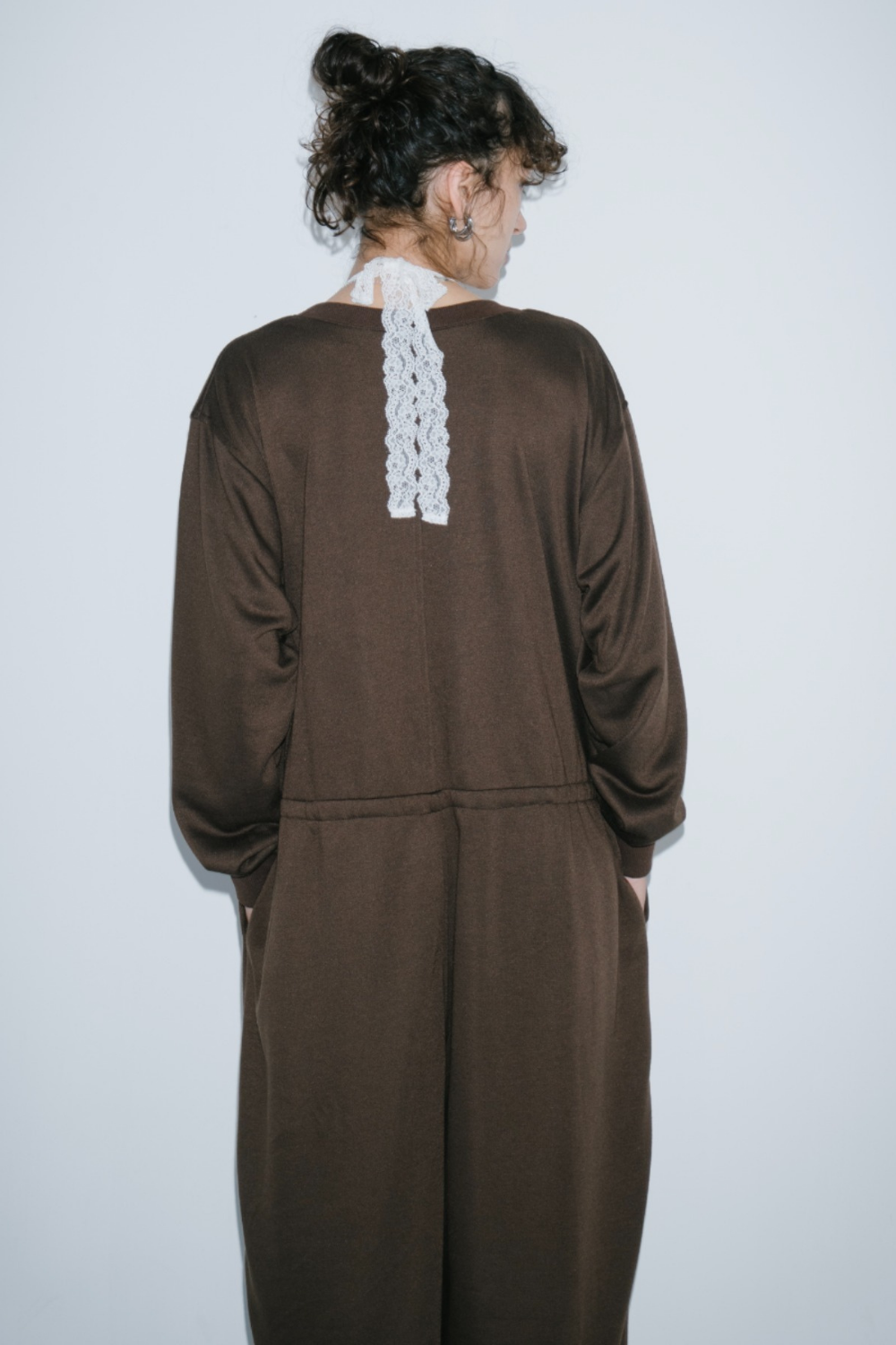 V-neck sweatshirt jumpsuit