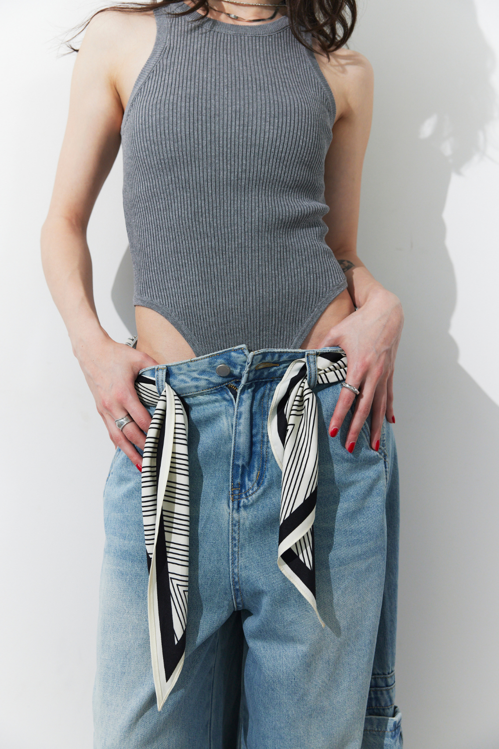 Rib-knit tank bodysuit