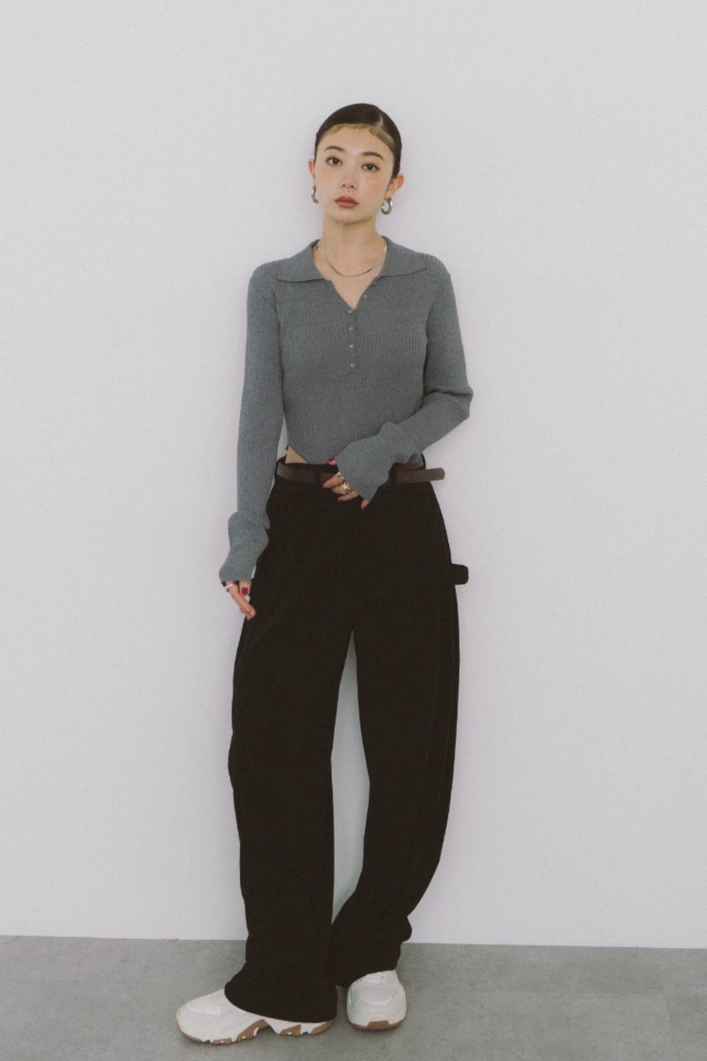 Side tuck corduroy pants