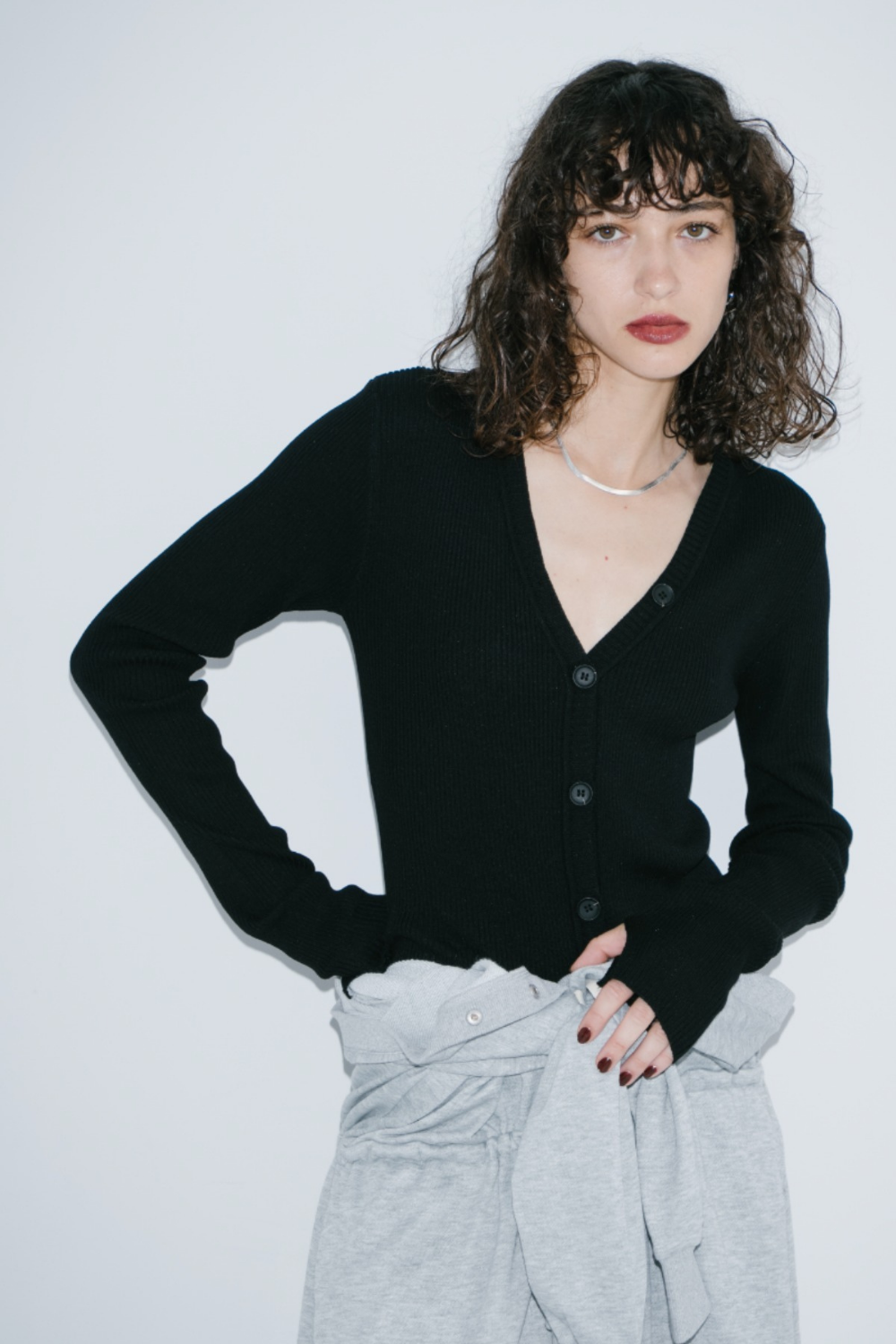 V-neck sweatshirt jumpsuit