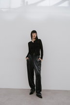 Shiny dot velour pants