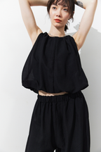 Balloon-hem sleeveless blouse