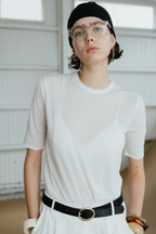 Half sleeve sheer TEE