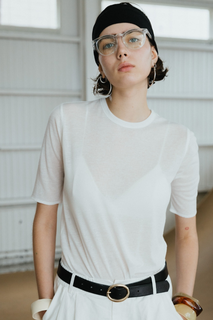 Half sleeve sheer TEE