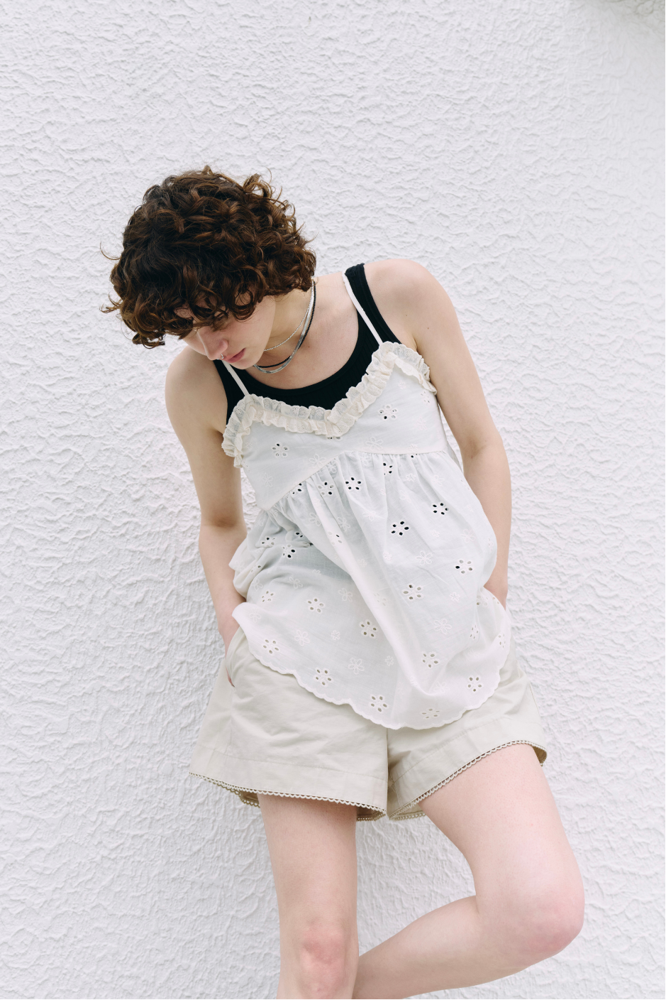 Embroidered cotton cami