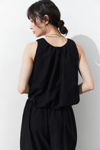 Balloon-hem sleeveless blouse