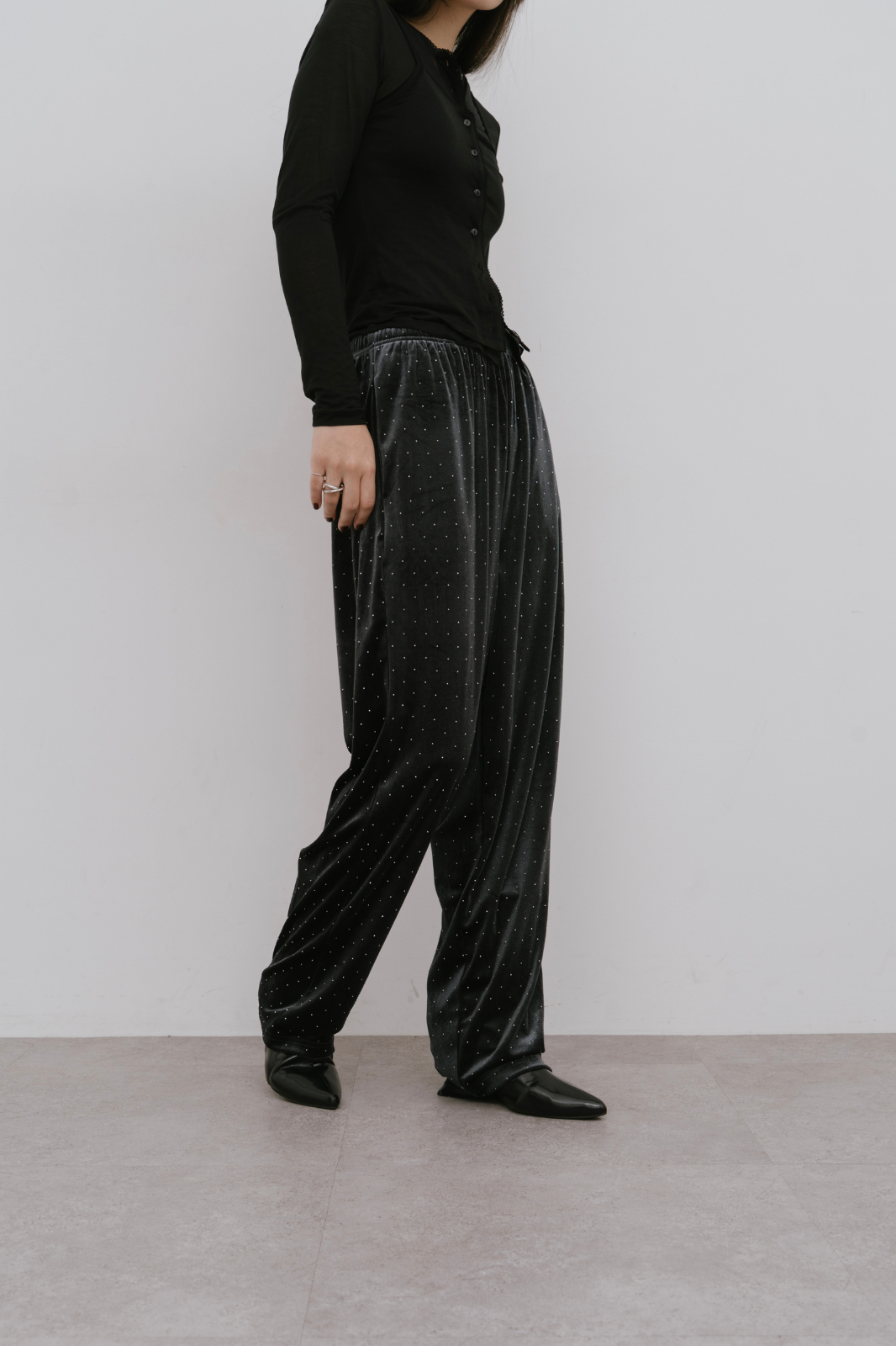 Shiny dot velour pants