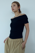 Draped off-shoulder TEE