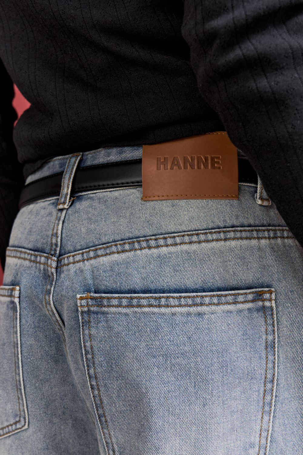 Low rise tapered denim pants
