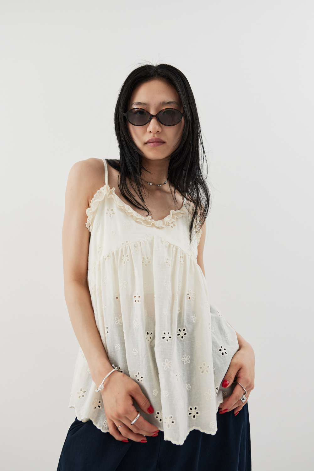 Embroidered cotton cami