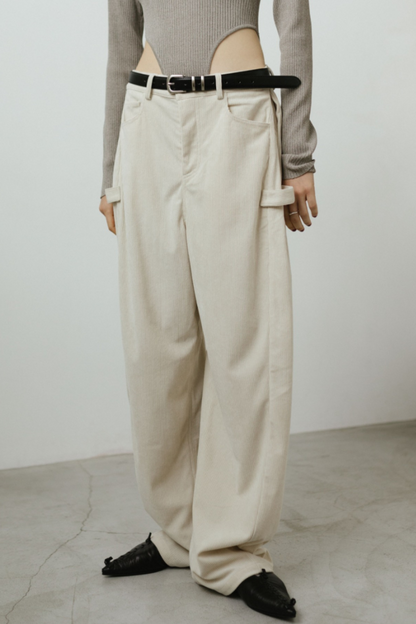 Side tuck corduroy pants