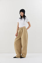 Cotton roll-up curved pants