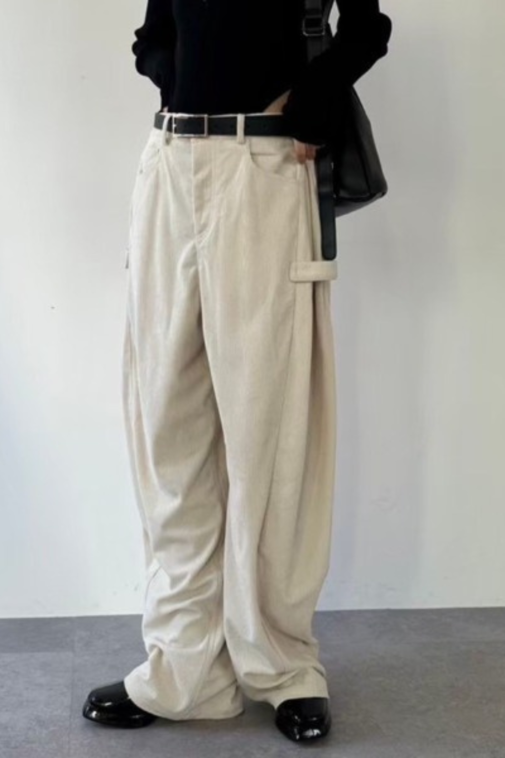 Side tuck corduroy pants