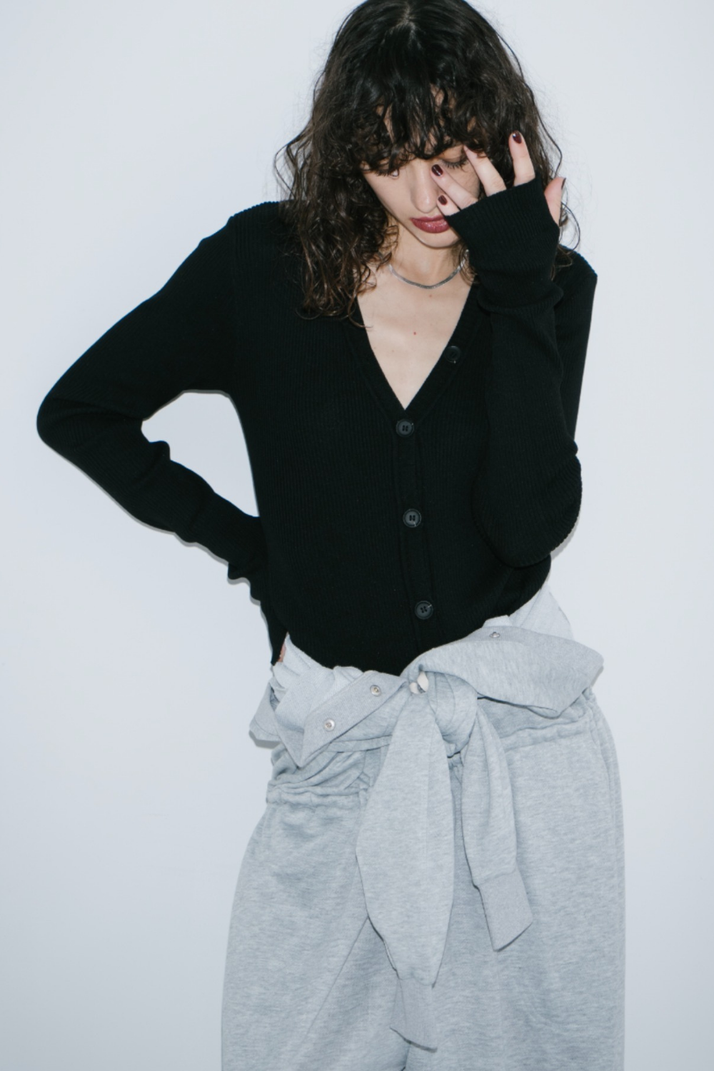 V-neck sweatshirt jumpsuit