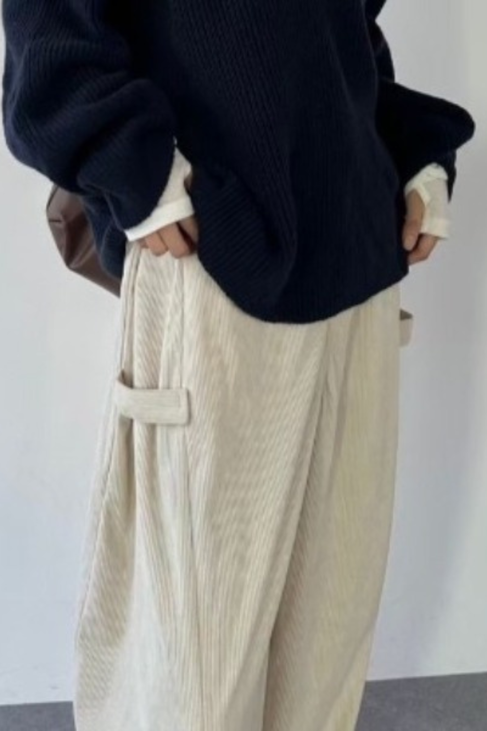 Side tuck corduroy pants