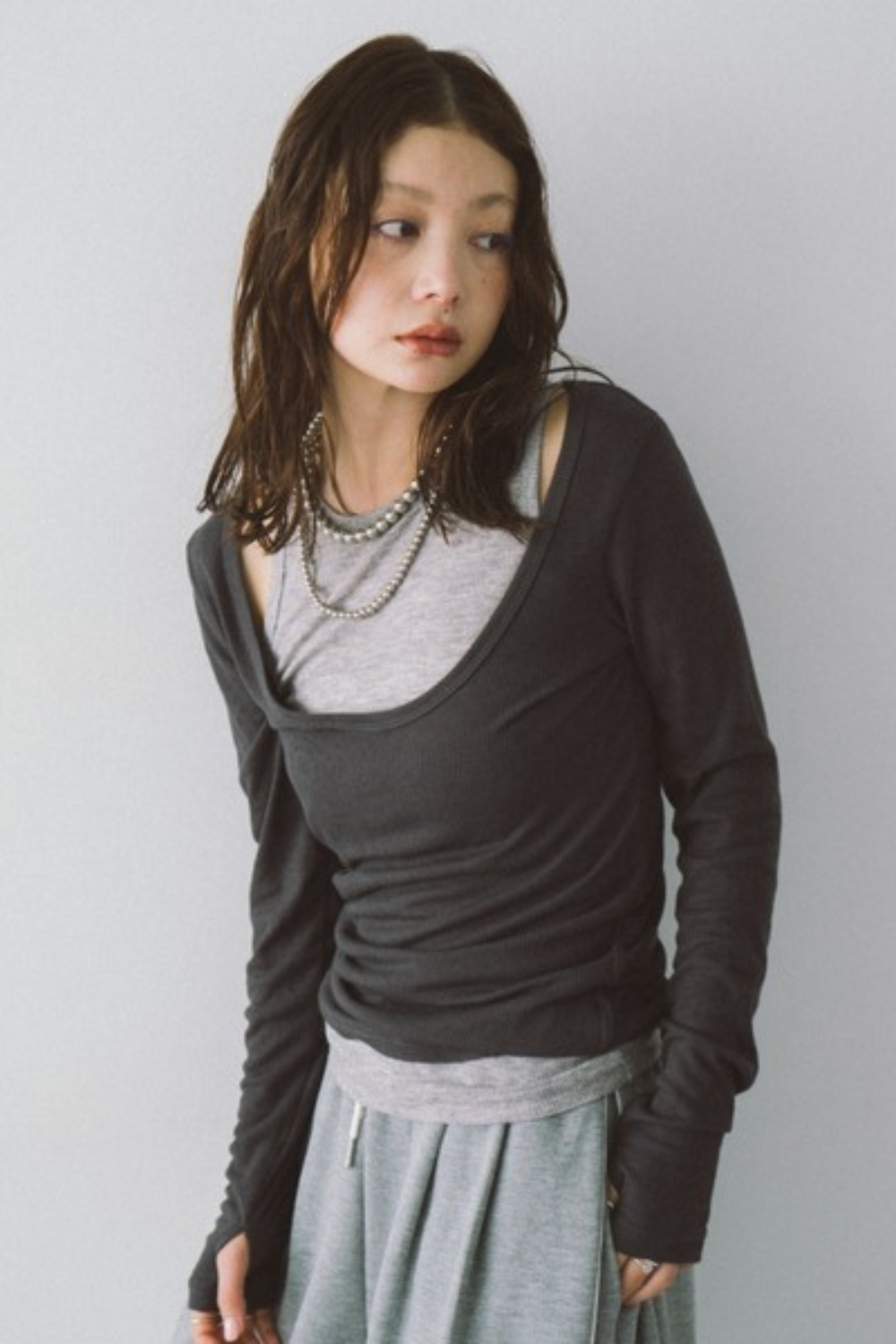 Layered sheer long tee