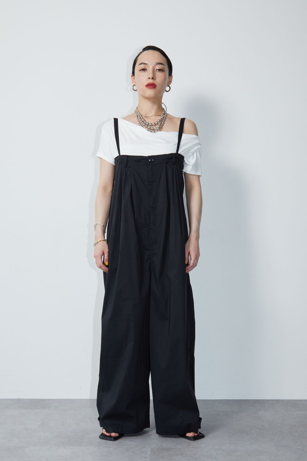 Wide leg 2way overalls