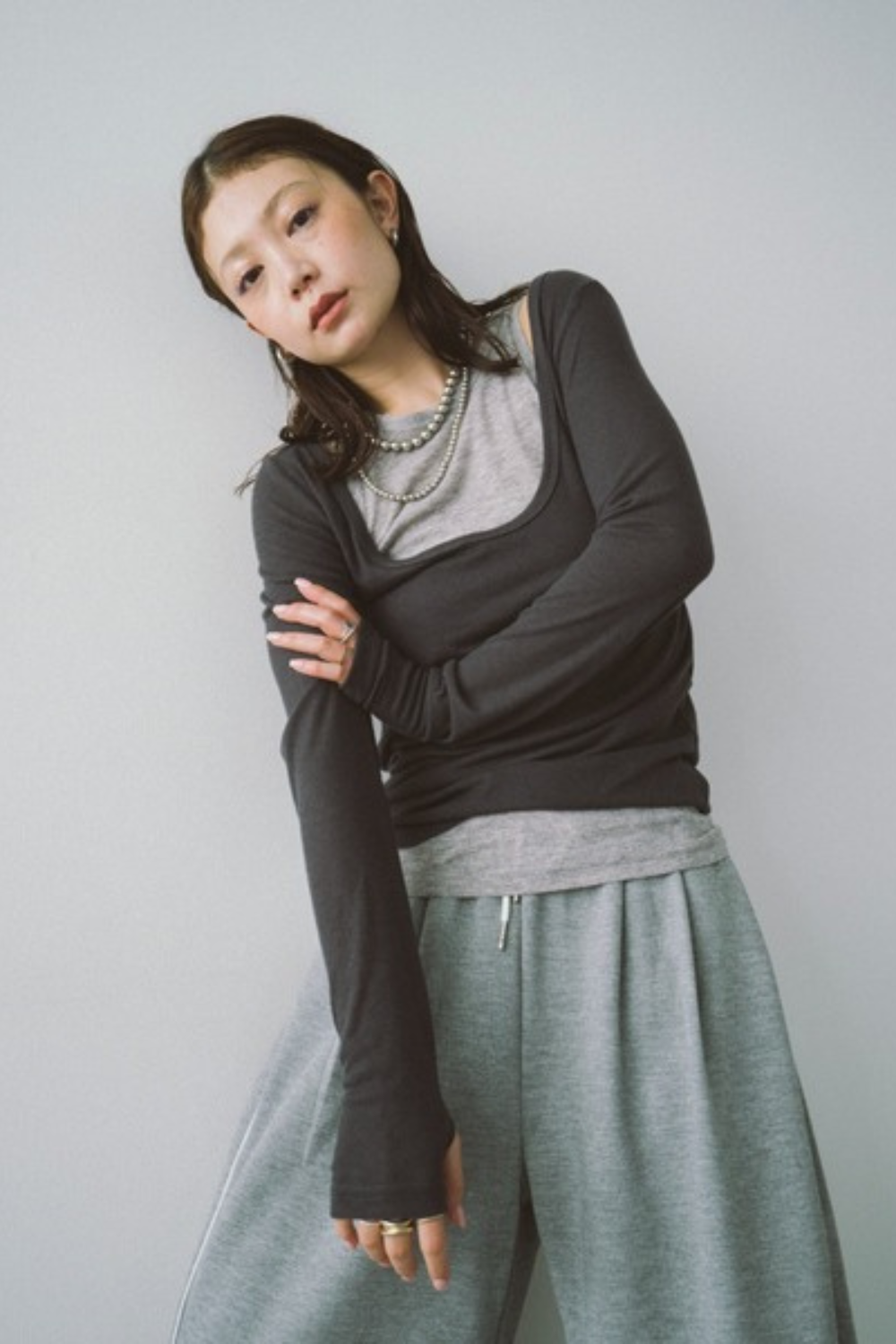 Layered sheer long tee