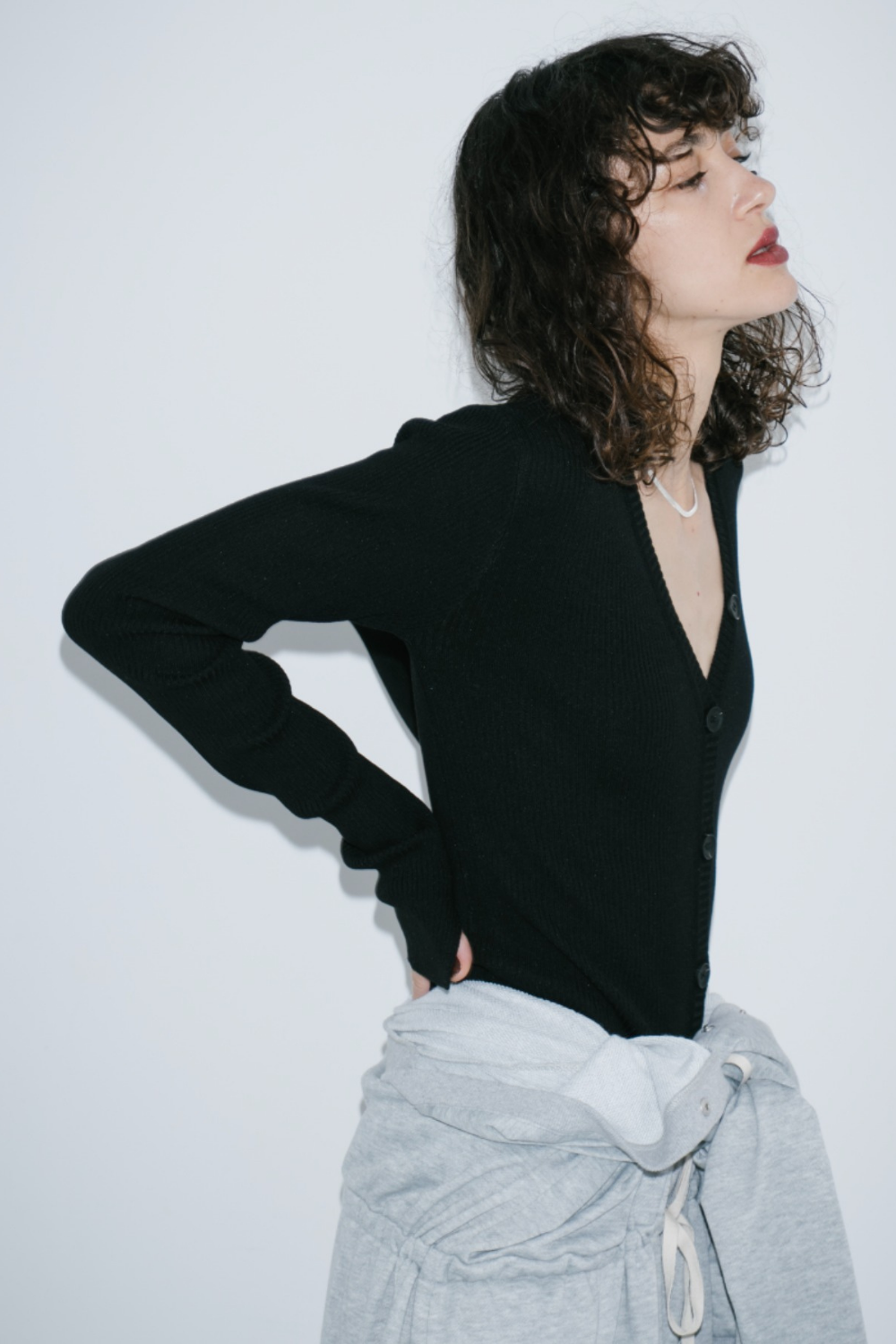 V-neck sweatshirt jumpsuit