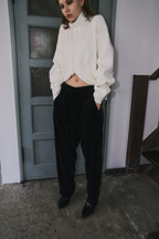Shiny dot velour pants