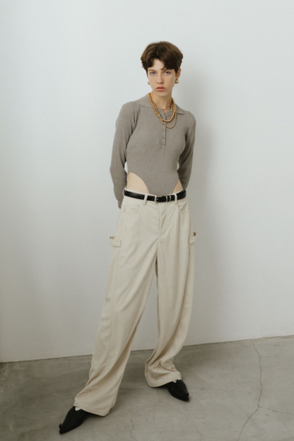 Side tuck corduroy pants