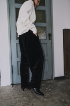 Shiny dot velour pants