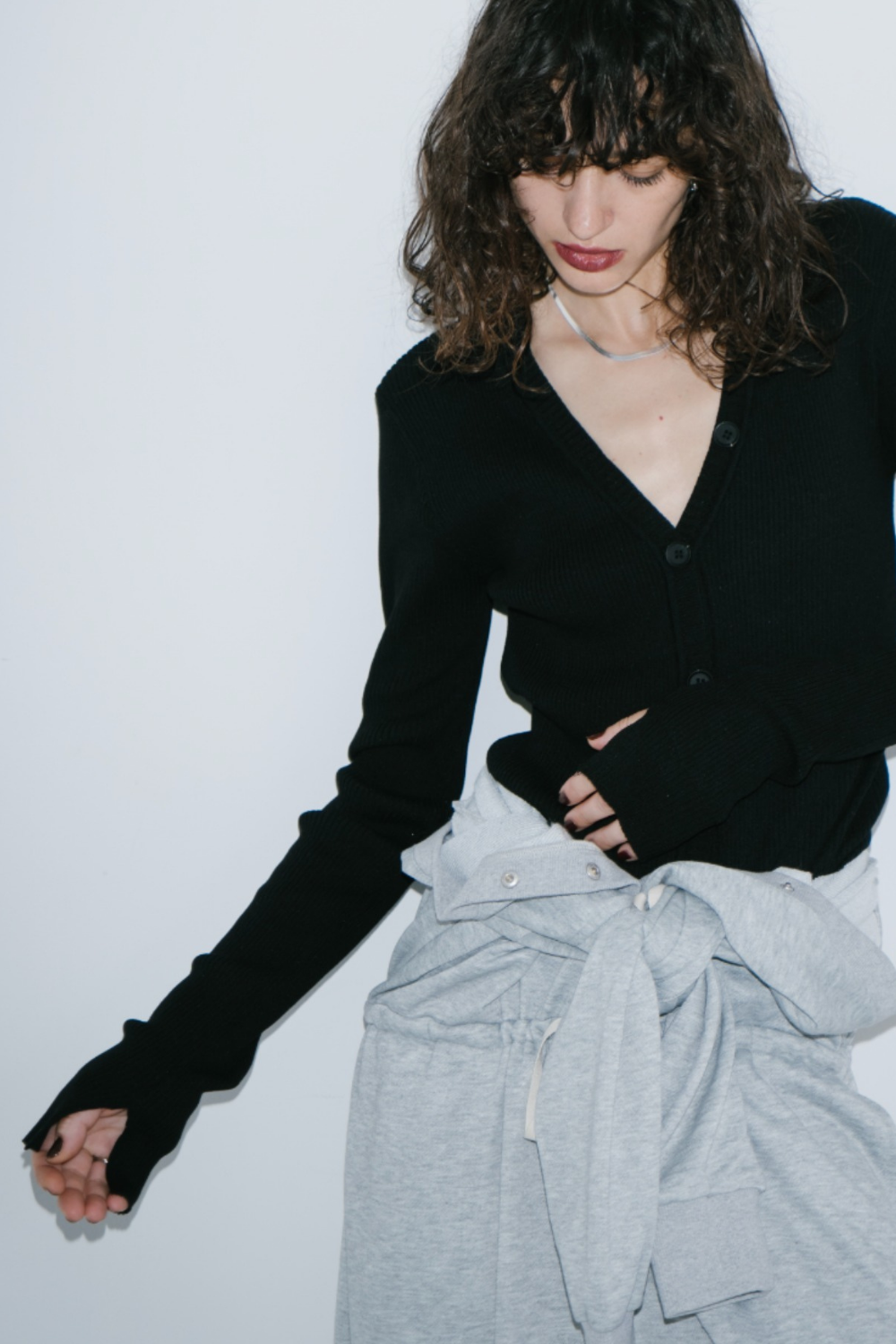 V-neck sweatshirt jumpsuit