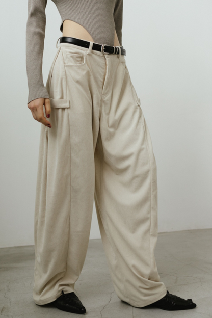 Side tuck corduroy pants