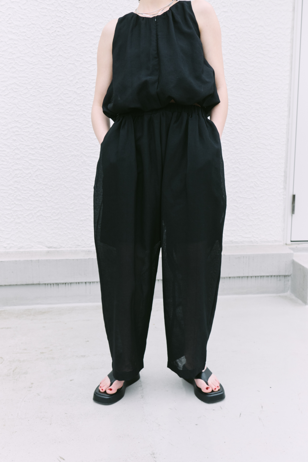 Sheer gathered pants