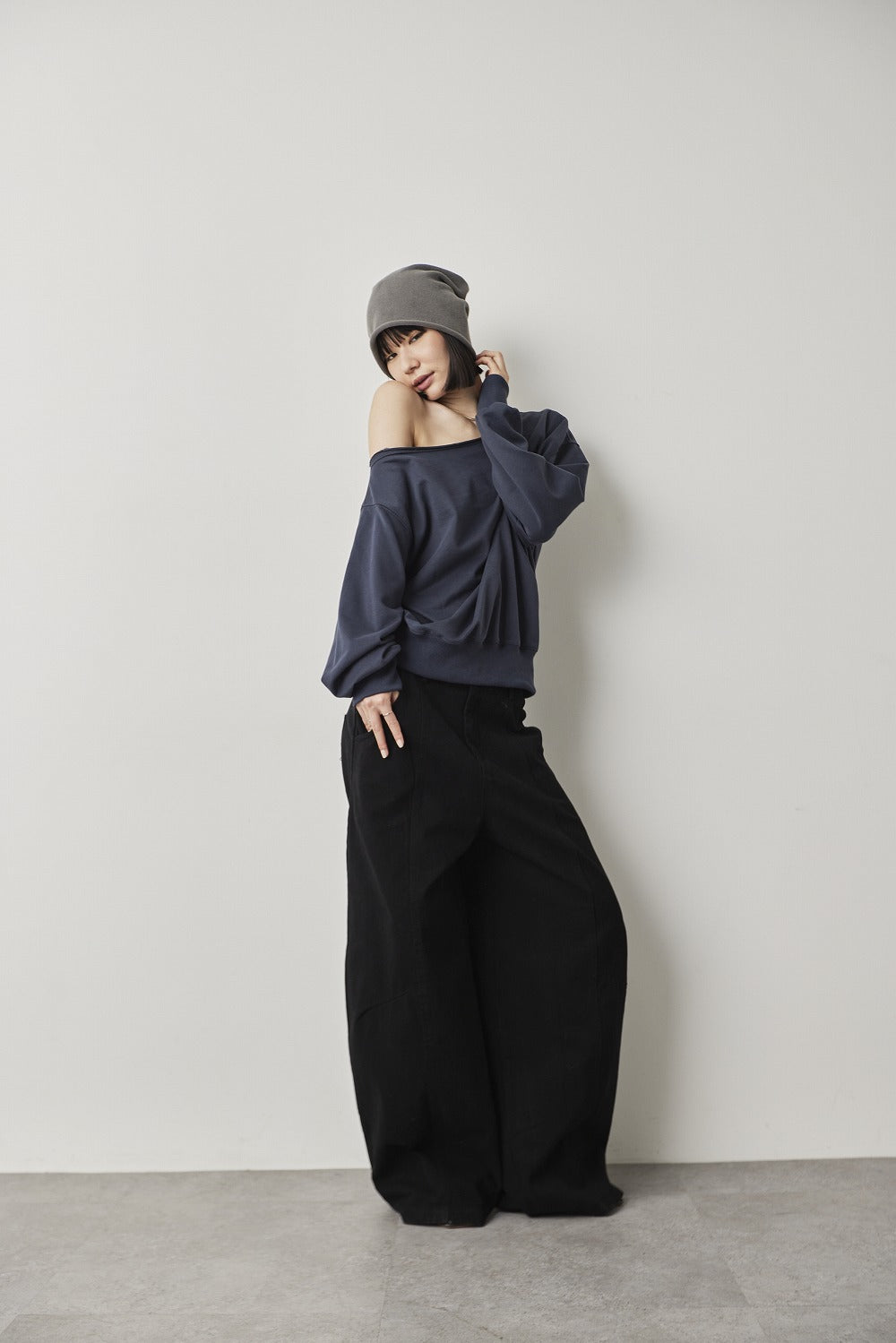 One-shoulder light sweatshirt top