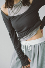 Layered sheer long tee