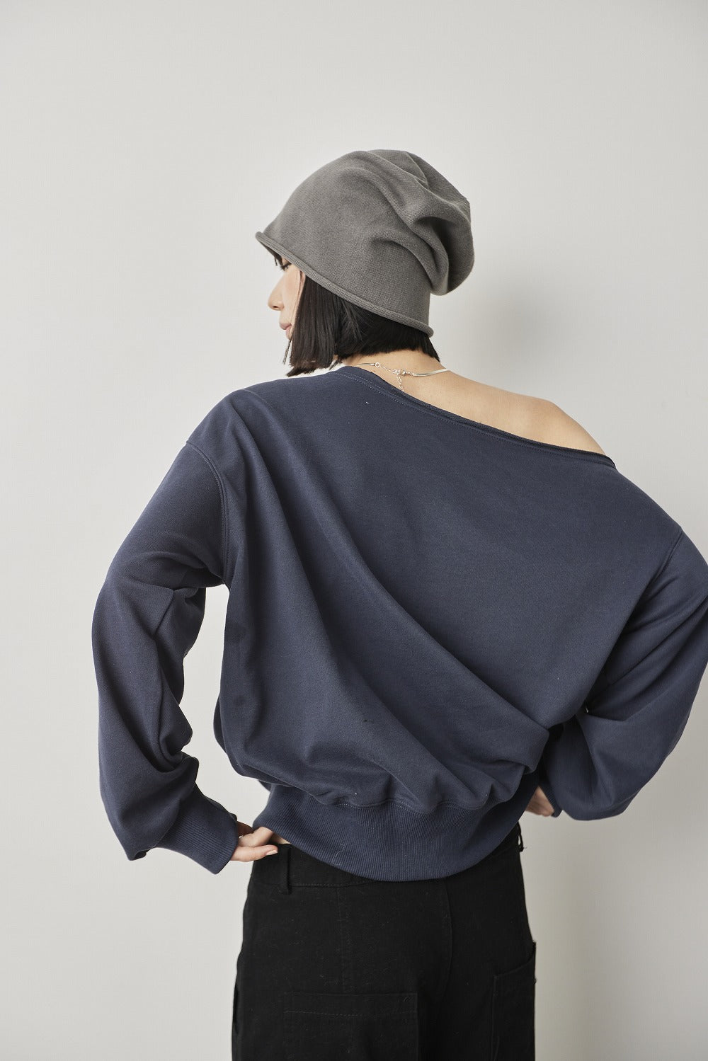 One-shoulder light sweatshirt top
