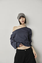 One-shoulder light sweatshirt top