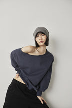 One-shoulder light sweatshirt top