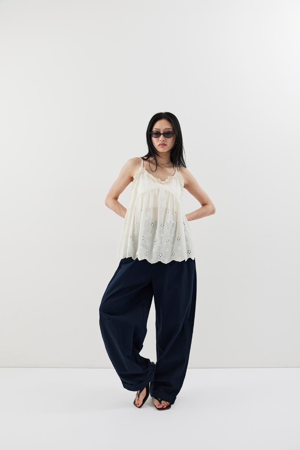 Embroidered cotton cami