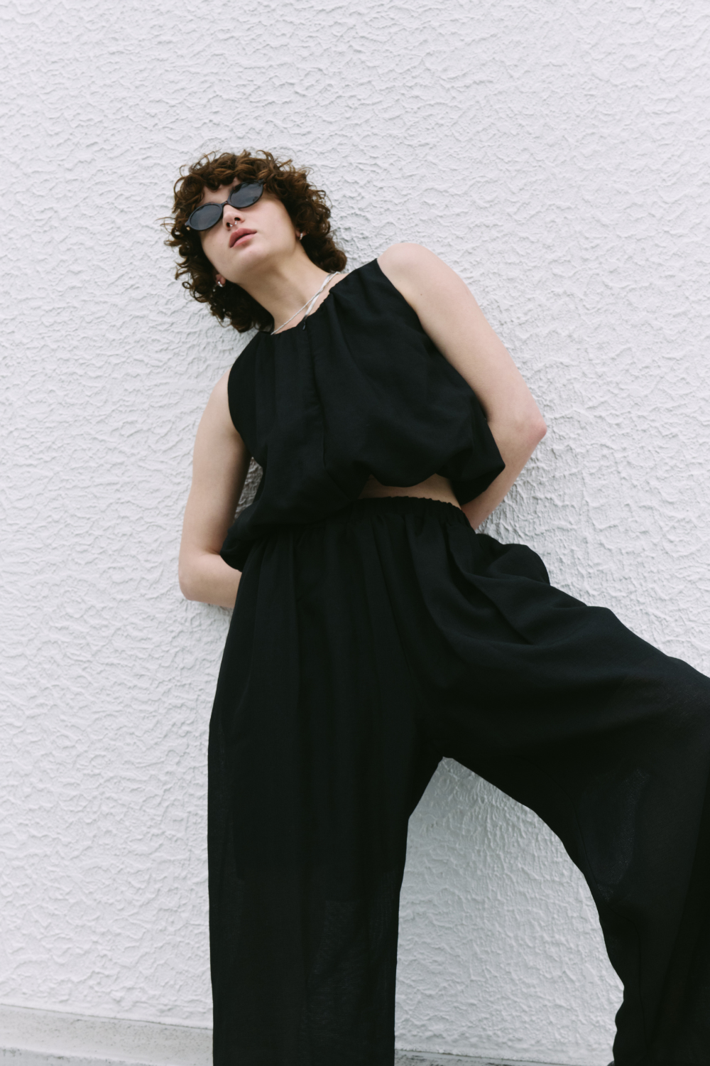 Sheer gathered pants