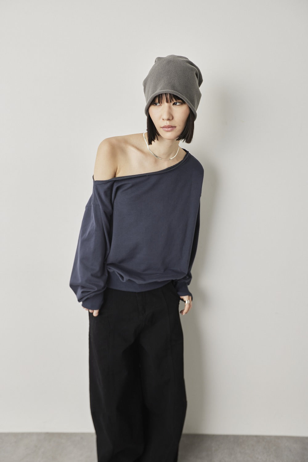 One-shoulder light sweatshirt top
