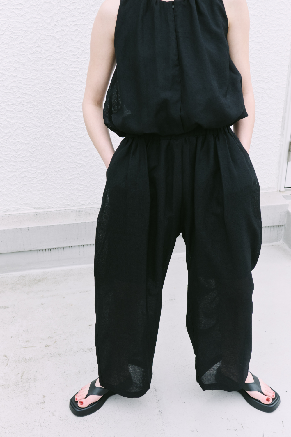 Sheer gathered pants
