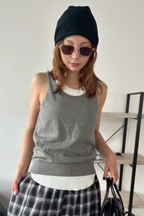 Open back knit tank