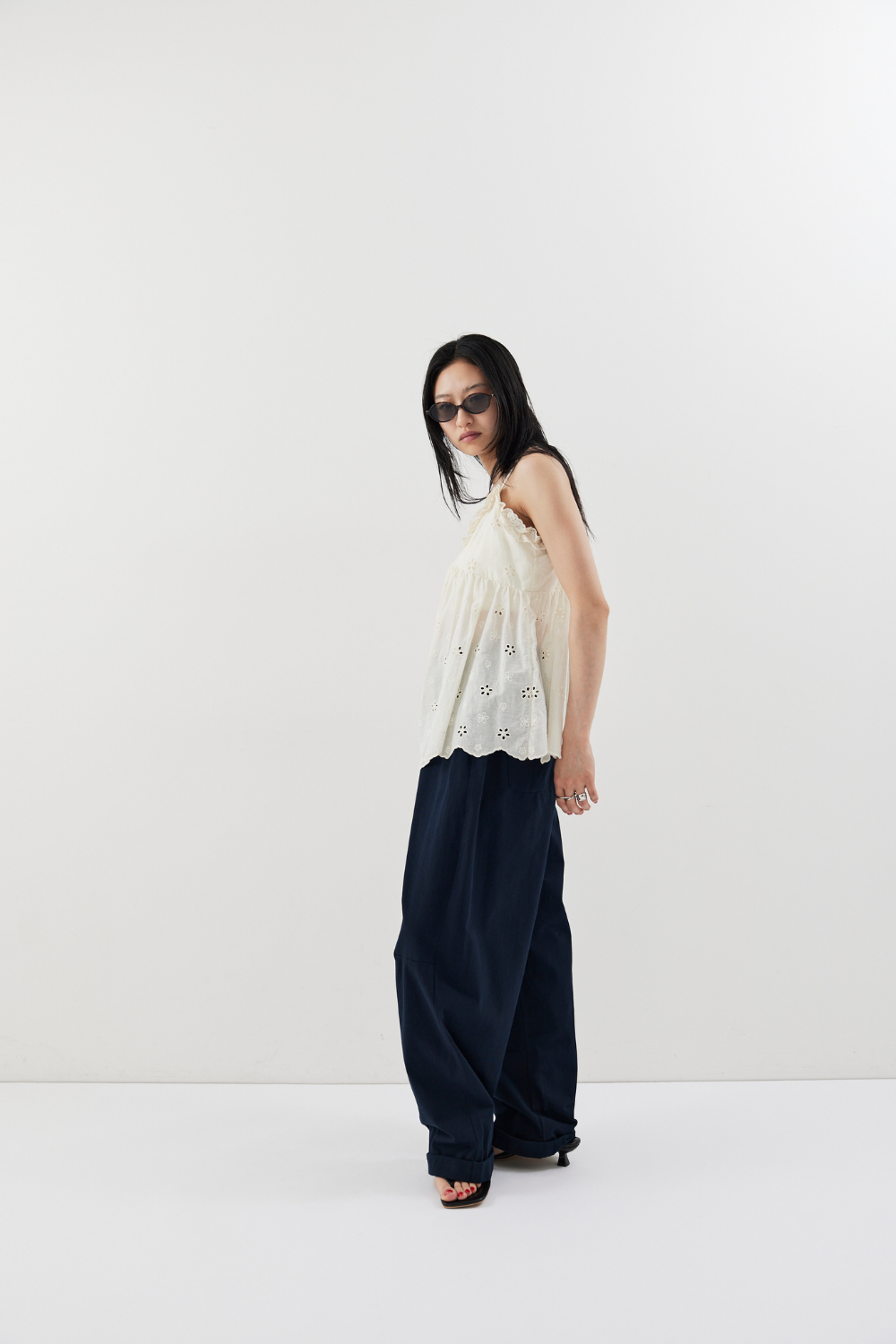 Embroidered cotton cami