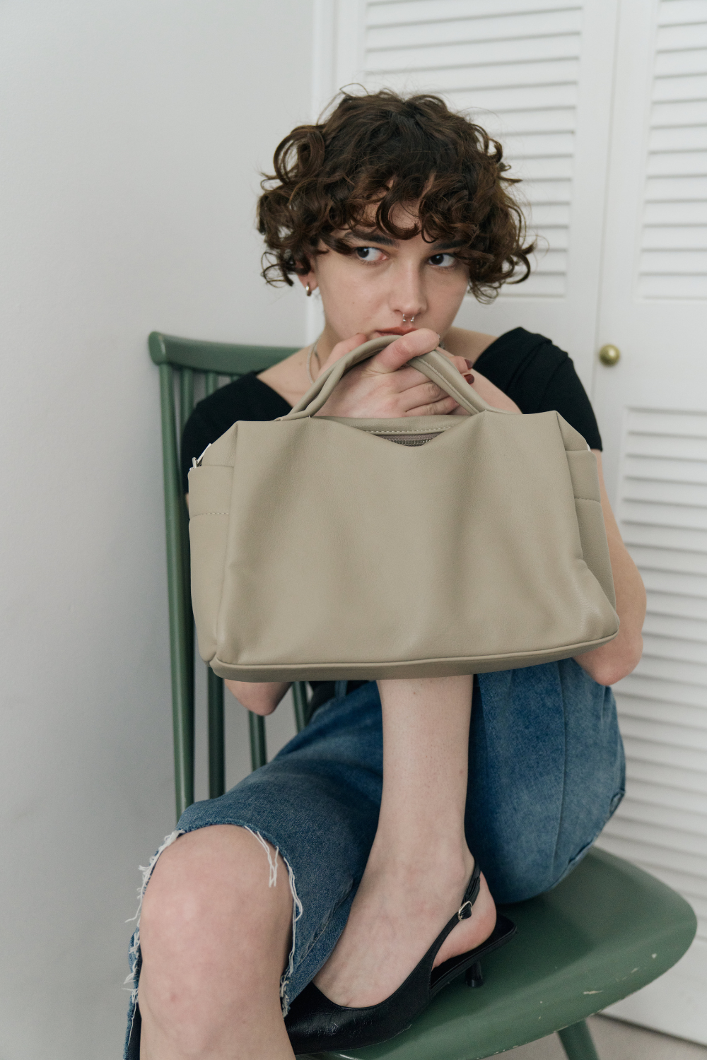 Soft leather square bag