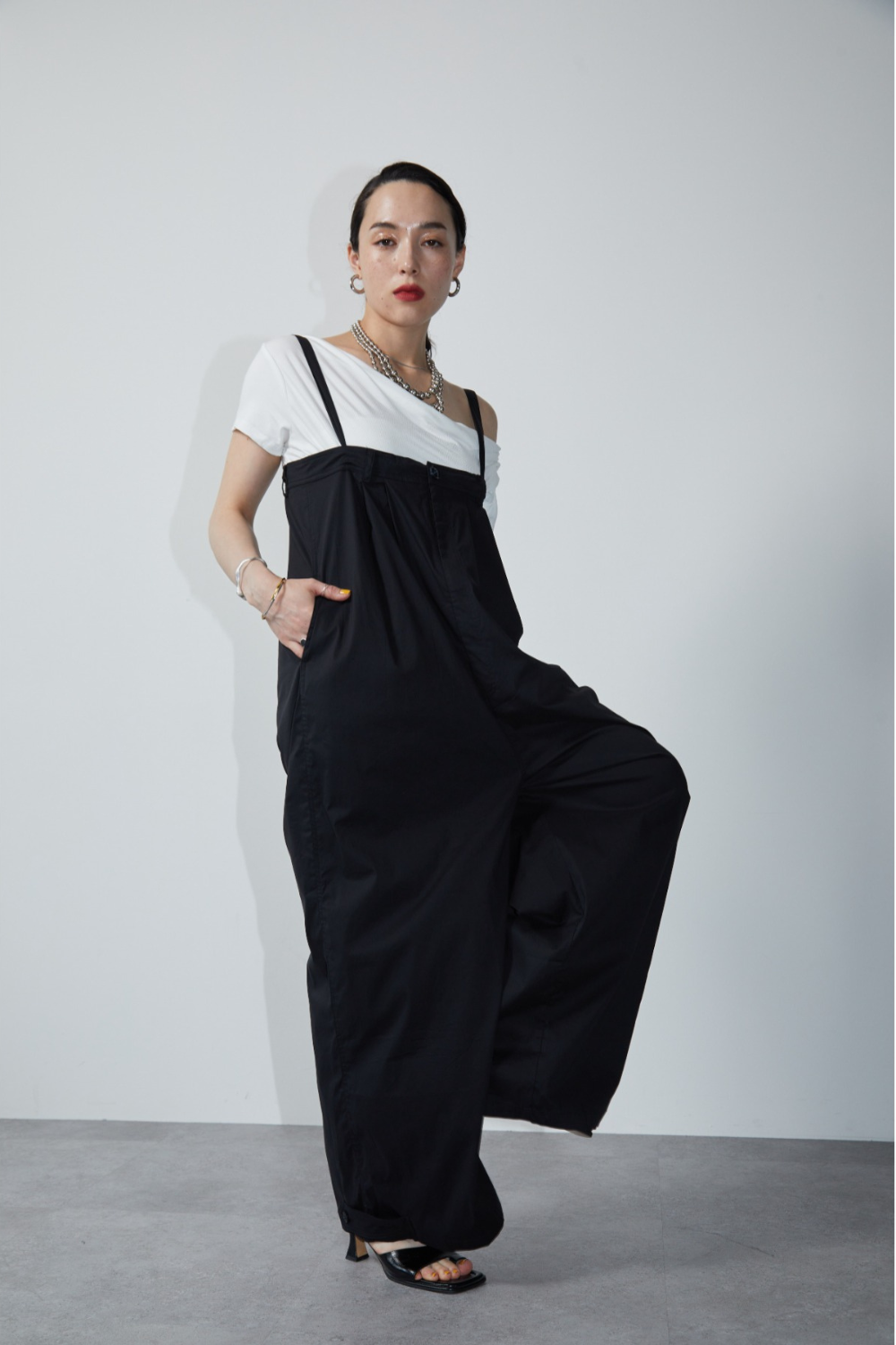 Wide leg 2way overalls