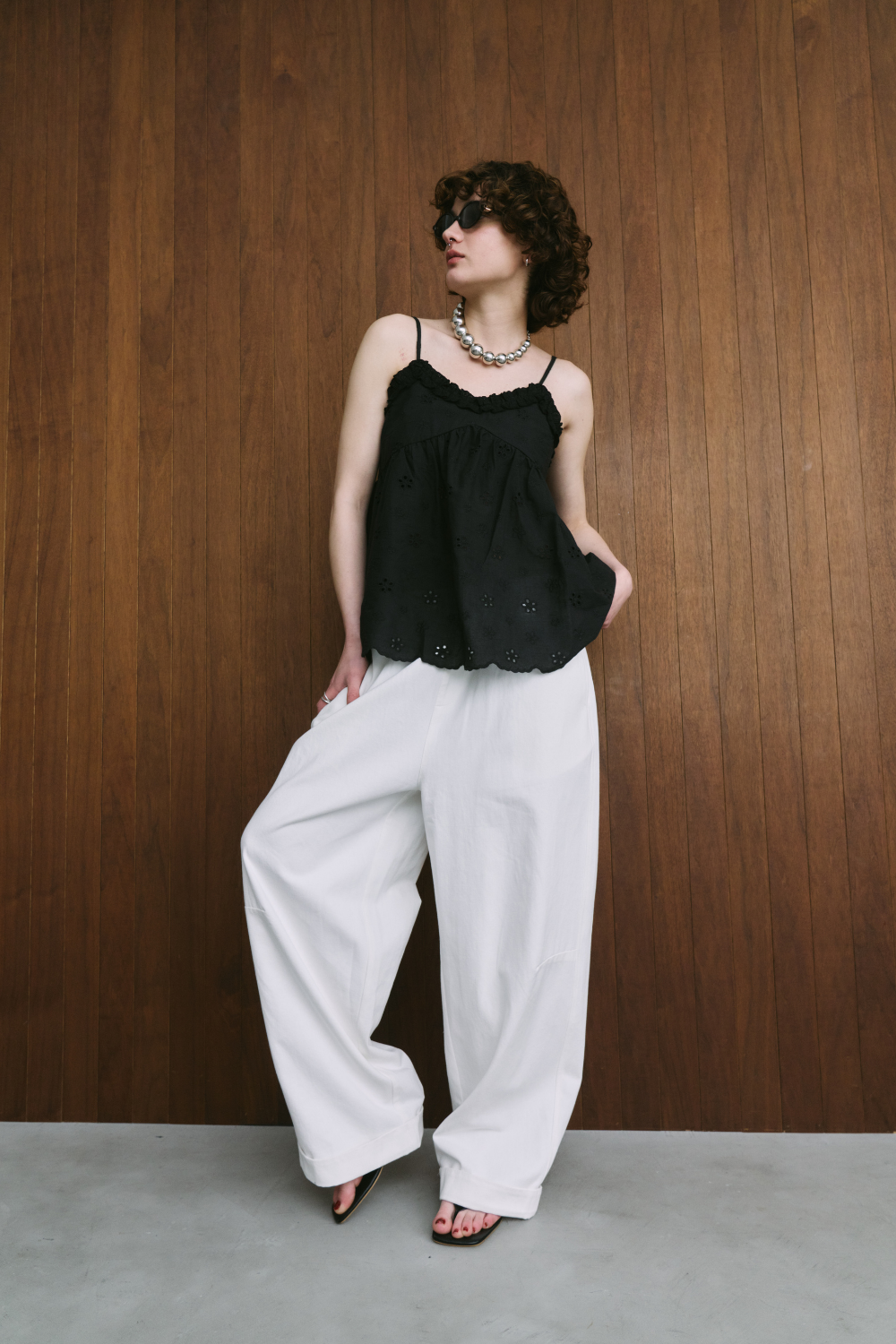 Embroidered cotton cami