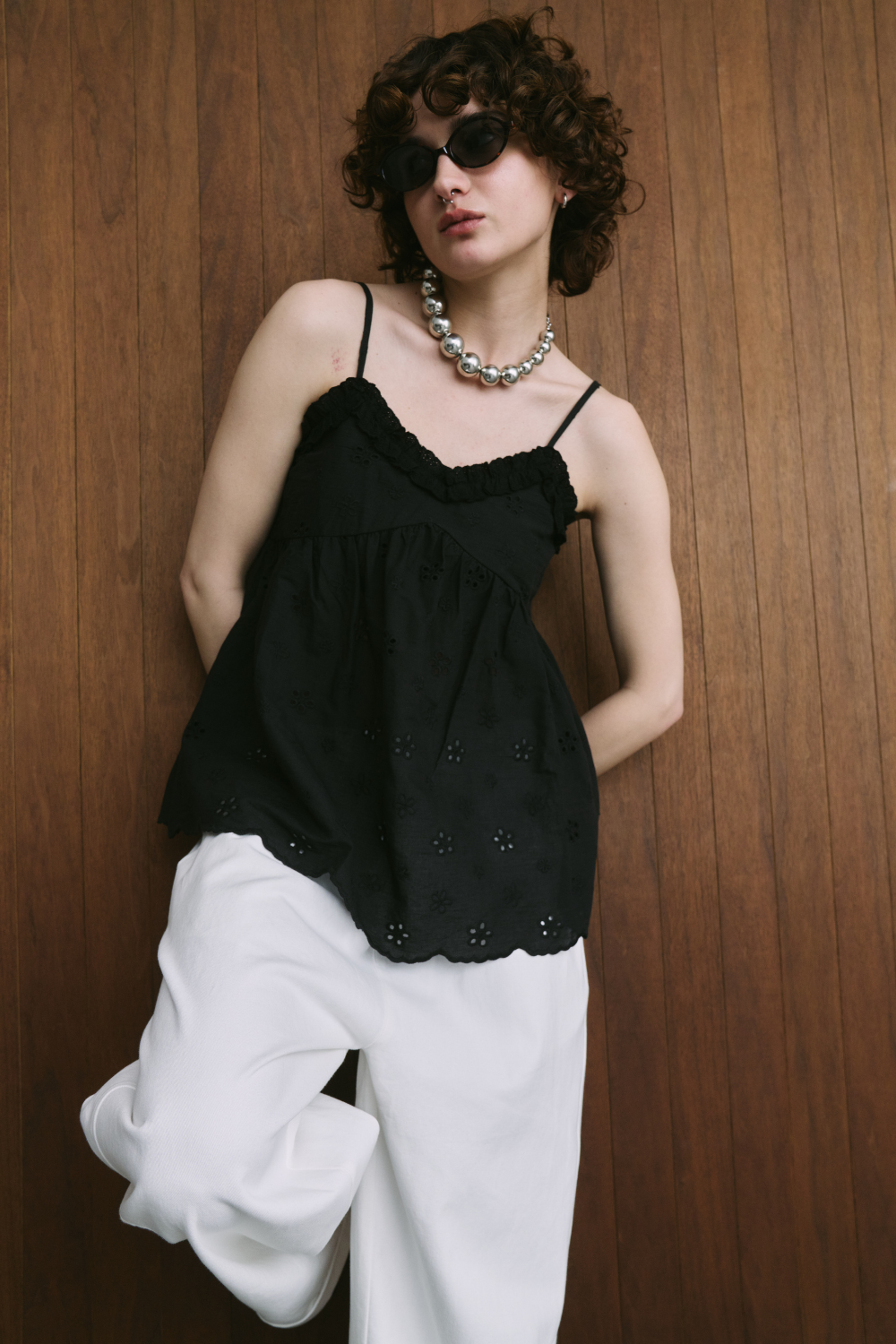 Embroidered cotton cami