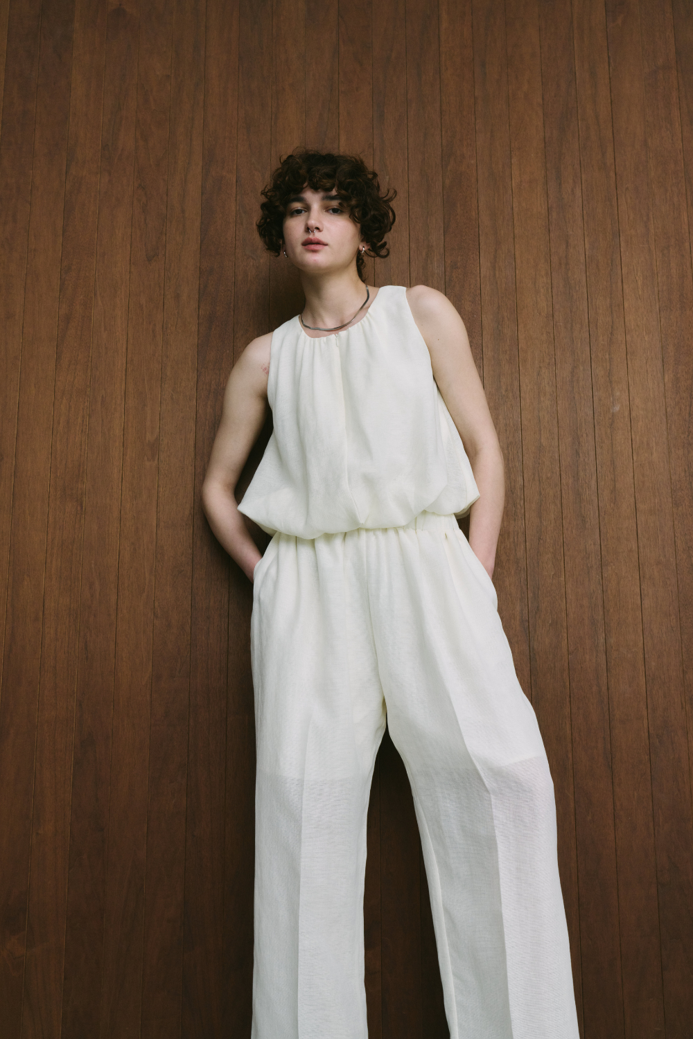Sheer gathered pants