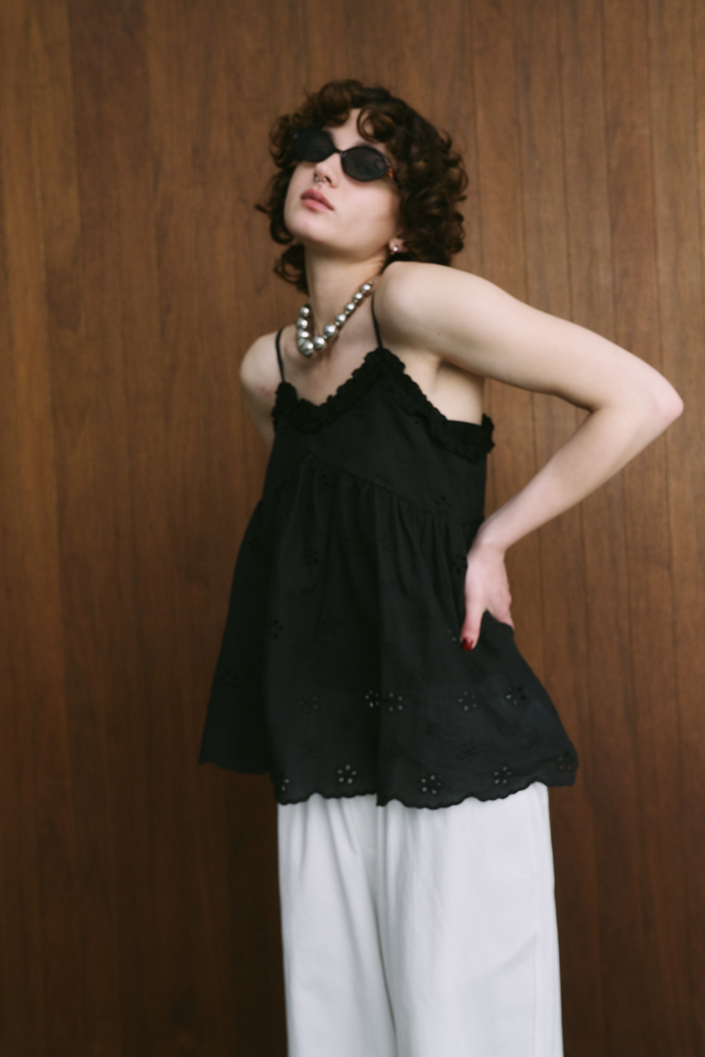 Embroidered cotton cami