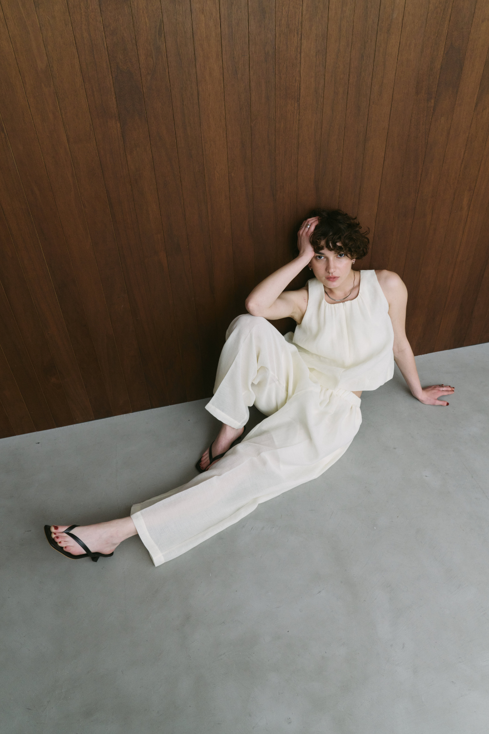 Sheer gathered pants