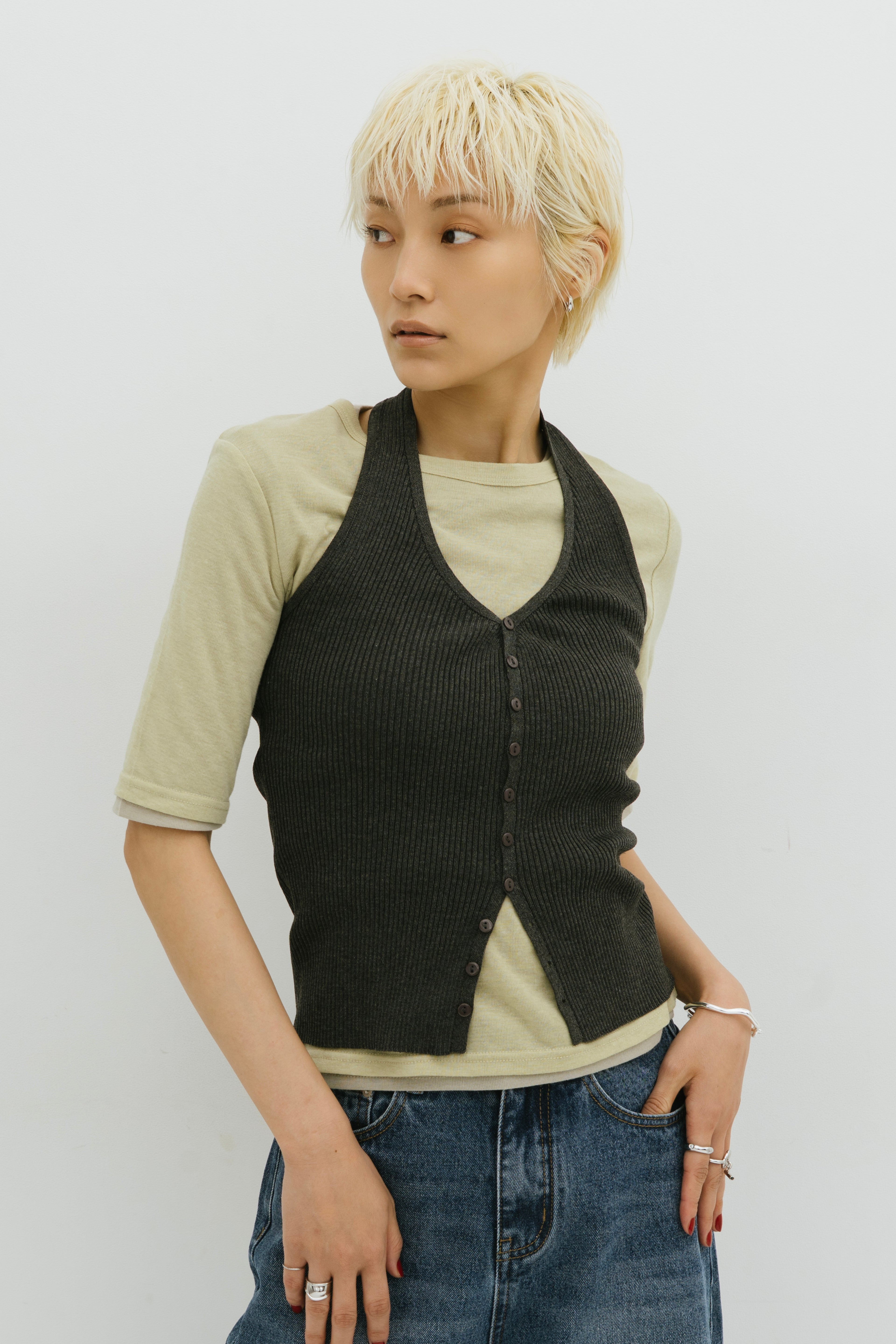 Halter neck knit vest