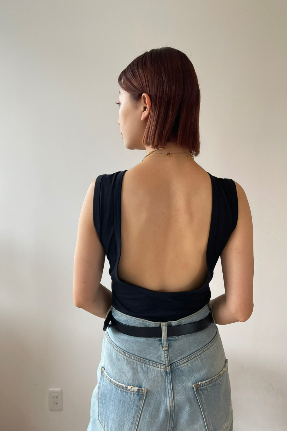 Open back tank bodysuit