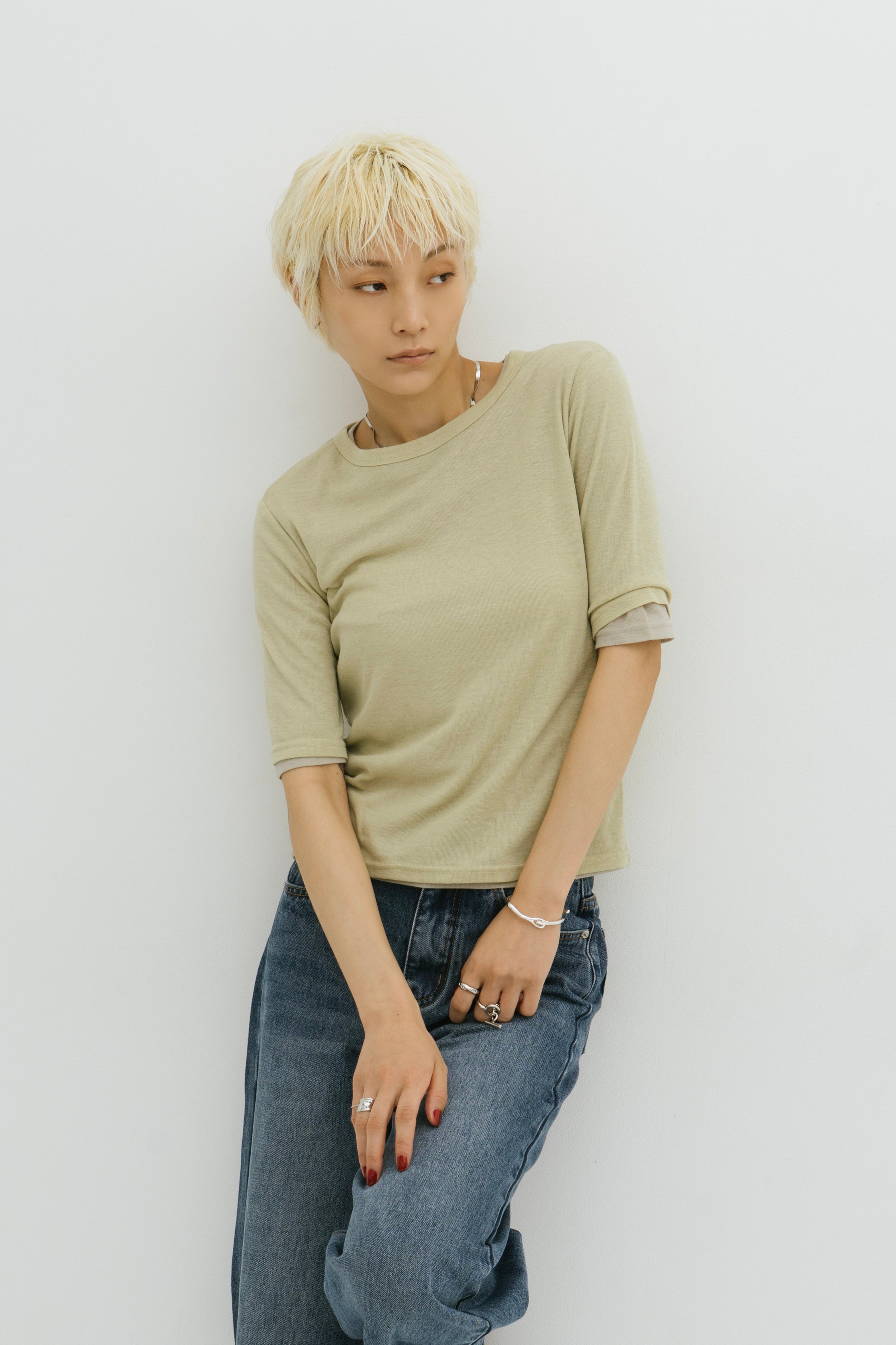 2PACK Sheer half sleeve TEE